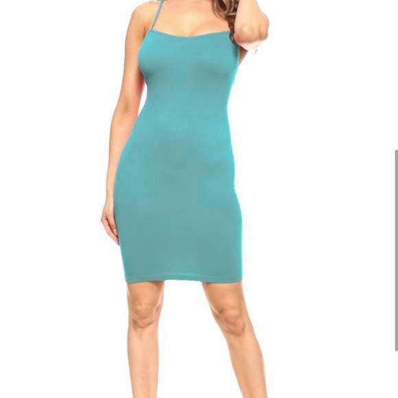 🆕NIP: Women's Lightweight Seamless Slip Dress 👗 - Aqua Teal: OS or Size 0 to 8 - Picture 4 of 6